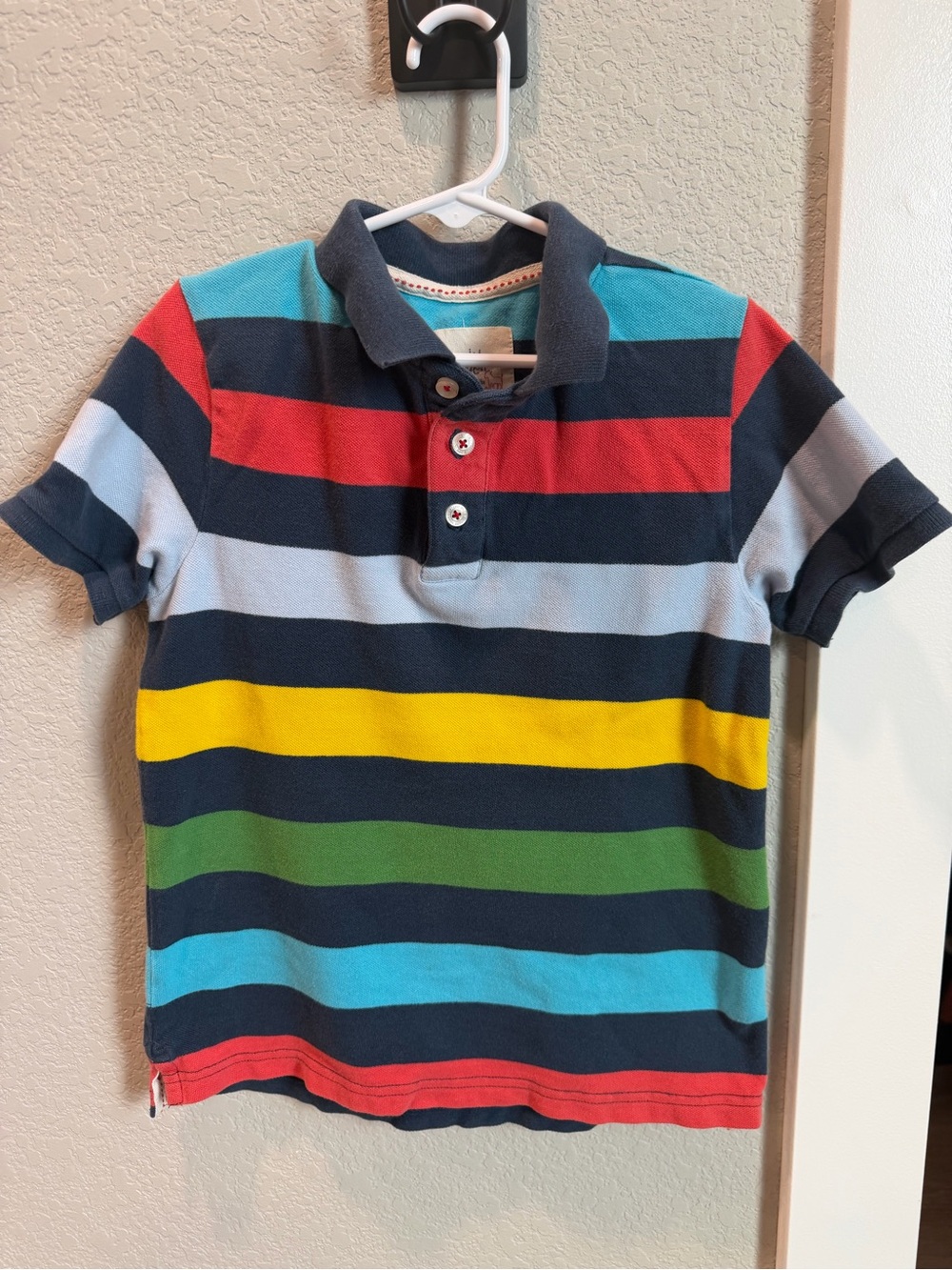 Mini Boden Navy Polo with Multicolor Stripes